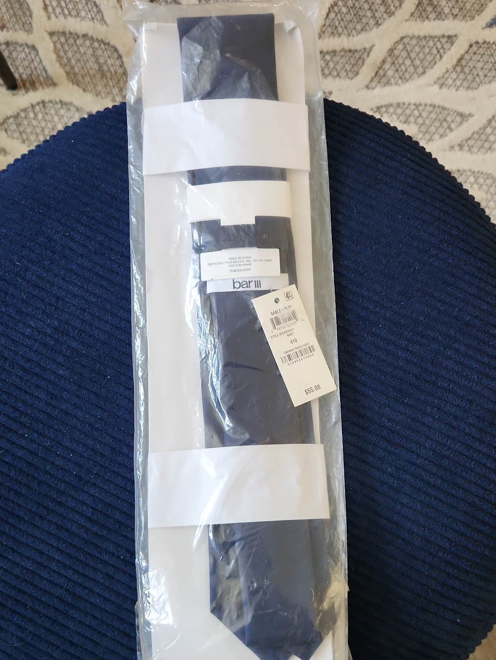 Bar III Men's Dark Navy Solid Tie